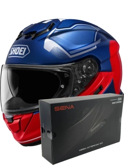Zestaw: kask integralny Shoei GT-Air 3 Mike TC-2 niebiesko-czerwony + dedykowany interkom motocyklowy Sena SRL 3 + Gratisy
