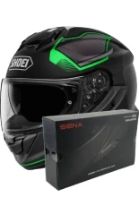 Zestaw: kask integralny Shoei GT-Air 3 Mike TC-4 czarno-zielony + dedykowany interkom motocyklowy Sena SRL 3 + Gratisy