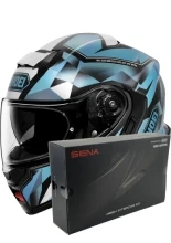 Zestaw: kask szczękowy Shoei Neotec 3 Fragments TC-2 + dedykowany interkom motocyklowy Sena SRL 3 + Gratisy