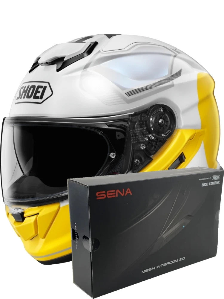 Zestaw: kask integralny Shoei GT-Air 3 Mike TC-3 żółto-biały + dedykowany interkom motocyklowy Sena SRL 3 + Gratisy
