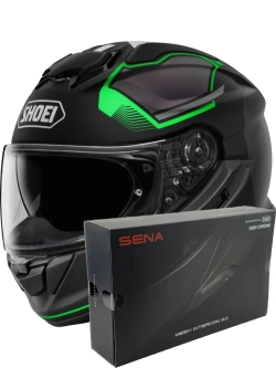 Zestaw: kask integralny Shoei GT-Air 3 Mike TC-4 czarno-zielony + dedykowany interkom motocyklowy Sena SRL 3 + Gratisy
