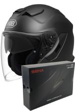 Zestaw: kask otwarty Shoei J-Cruise 3 czarny matowy + dedykowany interkom motocyklowy Sena SRL 3