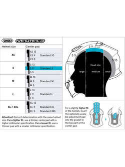 Wkładka centralna Shoei S9 typ Q do kasku Neotec 3, GT-Air 3