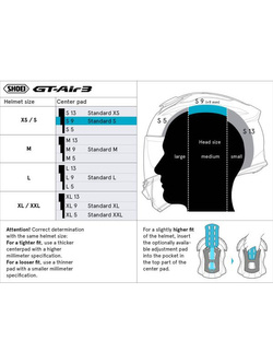 Wkładka centralna Shoei S9 typ Q do kasku Neotec 3, GT-Air 3