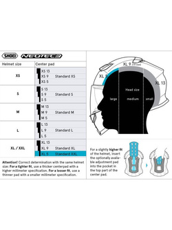 Wkładka centralna Shoei XL5 typ Q do kasku Neotec 3, GT-Air 3