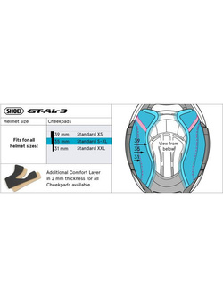 Wkładki policzkowe typ R Shoei do kasku GT-Air 3 (rozm. 35mm) 
