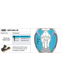 Wkładki policzkowe typ R Shoei do kasku GT-Air 3 (rozm. 39mm) 