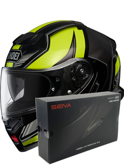 Zestaw: kask szczękowy Shoei Neotec 3 Grasp TC-3 czarno-żółty + dedykowany interkom motocyklowy Sena SRL 3