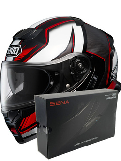 Zestaw: kask szczękowy Shoei Neotec 3 Grasp TC-5 czarno-biały + dedykowany interkom motocyklowy Sena SRL 3