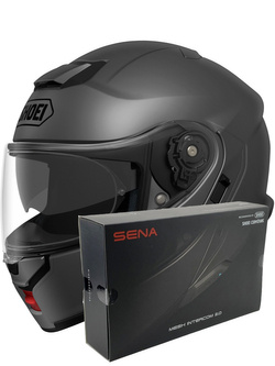 Zestaw: kask szczękowy Shoei Neotec 3 ciemnoszary matowy + dedykowany interkom motocyklowy Sena SRL 3